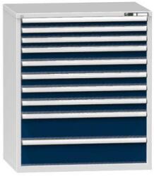 POLAK Műhely fiókos szekrény ZG, 10 fiókos, 1215 x 1037 x 753 mm, szürke/sötétkék