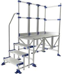 Tubesca-Comabi Meca Modul munkaállvány, 2 korláttal + 1 kapaszkodóval, 4 fokos, pallóhossz: 1, 5 m