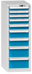 POLAK Fiókos szekrény ZH4, 442 x 753 x 1215 mm, szürkéskék