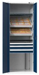 POLAK NC szekrény szárnyas ajtókkal 36x27D felszereléssel, 11-es variáció, szürke-sötétkék