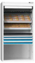 POLAK NC szekrény redőnnyel 54x27D felszereléssel, 11-es variáció, szürkéskék