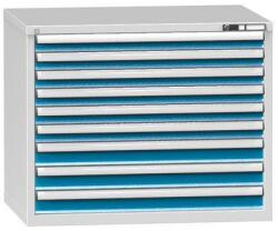 POLAK Műhely fiókos szekrény ZG, 9 fiókos, 840 x 1037 x 753 mm, szürke/kék