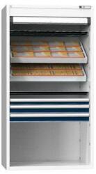 POLAK NC szekrény redőnnyel 54x27D felszereléssel, 11-es variáció, szürke-sötétkék