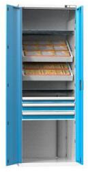 POLAK NC szekrény szárnyas ajtókkal 36x27D felszereléssel, 11-es variáció, szürkéskék