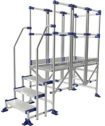 Tubesca-Comabi Meca Modul munkaállvány, 3 korláttal + 2 kapaszkodóval, 4 fokos, pallóhossz: 1, 5 m