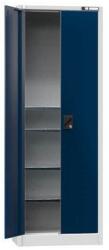 POLAK Univerzális fém szekrény UK2, 1950 x 700 x 400 mm, 4 polcos, szürke/sötétkék