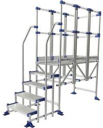 Tubesca-Comabi Meca Modul munkaállvány, 3 korláttal + 2 kapaszkodóval, 5 fokos, pallóhossz: 1, 5 m
