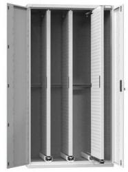 POLAK Függőleges szekrény kihúzható perforált panelekkel, 1044 x 655 x 1950 mm, 3 db panel, szürkésszürke