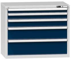 POLAK Fiókos szekrény ZC5, 1037 x 600 x 840 mm, szürke-sötétkék