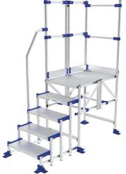 Tubesca-Comabi Meca Modul munkaállvány, 2 korláttal + 1 kapaszkodóval, 5 fokos, pallóhossz: 1 m