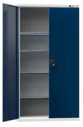 POLAK Fém műhelyszerszámdoboz SK1, 1950 x 1044 x 625 mm, 4 polc, szürke/sötétkék