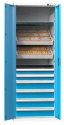 POLAK NC szekrény csuklós ajtókkal 36x27D felszereléssel, 12-es variáció, szürkéskék