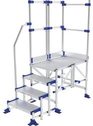 Tubesca-Comabi Meca Modul munkaállvány, 2 korláttal + 1 kapaszkodóval, 4 fokos, pallóhossz: 1 m