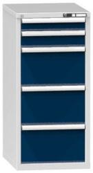 POLAK Fiókos szekrény ZE3, 578 x 753 x 1215 mm, szürke-sötétkék