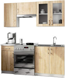 AKORD Lima 180 Konyhabútor - Sonoma Tölgy/Fehér Üvegvitrin (AKO-KZ0PLIMWITDAB001H720)