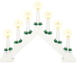 SPRINGOS 7 LED-es fa adventi gyertyatartó, meleg fehér, fehér
