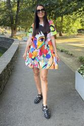 FashionLand ROCHIE SCURTA IN A CU MANECA SCURTA FLOWER FACE TALIE UNICA Multicolora