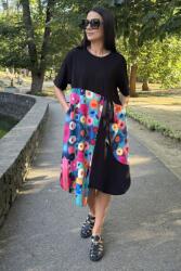 FashionLand ROCHIE MIDI ASIMETRICA CU BUZUNARE SI MANECA SCURTA FUNDA SPLENDIDO TALIE UNICA Multicolora