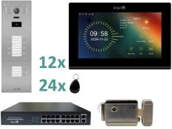 Mentor Kit VideoInterfon WiFi 12 Ap. Mentor SYKT096B 7" FHD 2MP IP65 POE 4in1 (MMDSYKT096B)