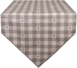 Clayre & Eef Traversa masa bumbac bej gri Inimioare 50x160 cm (LVT65G) Fata de masa