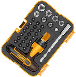 INGCO Set surubelnita cu maner T, 31 Piese, CR-V, cu Clichet, Magnetic, Accesorii incluse (HKSDB0318) - ingcomag