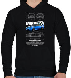 printfashion Subaru Imprezza - Férfi kapucnis pulóver - Fekete (17540436)