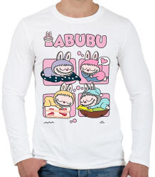 printfashion Alvó Labubu - Férfi hosszú ujjú póló - Fehér (17580036)