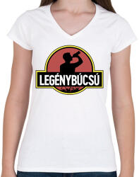 printfashion Jurassic Park legénybúcsú - Női V-nyakú póló - Fehér (17534482)