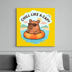 printfashion Chill like a capy - Vászonkép - Sárga (17545256)