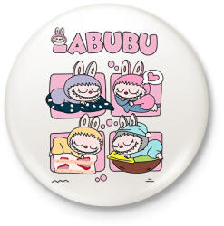 printfashion Alvó Labubu - Kitűző, hűtőmágnes - Fehér (17582056)