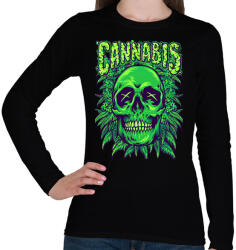printfashion Cannabis - Női hosszú ujjú póló - Fekete (17539188)