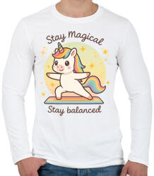 printfashion Jógázó unikornis - Férfi hosszú ujjú póló - Fehér (17572734)
