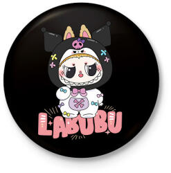 printfashion Kuromi Labubu - Kitűző, hűtőmágnes - Fekete (17582062)