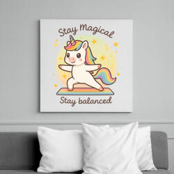 printfashion Jógázó unikornis - Vászonkép - Fehér (17573148)