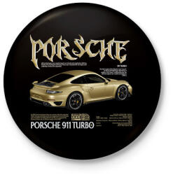 printfashion porsche turbo gold - Kitűző, hűtőmágnes - Fekete (17583883)