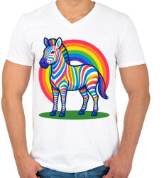 printfashion Zebra - Férfi V-nyakú póló - Fehér (17532631)
