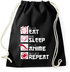 printfashion Eat, Sleep, Anime, Repeat - Sportzsák, Tornazsák - Fekete (17537409)
