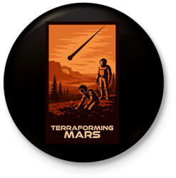 printfashion A Mars terraformálása - Kitűző, hűtőmágnes - Fekete (17574489)