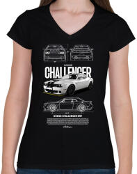 printfashion DODGE CHALLENGER - Női V-nyakú póló - Fekete (17582434)