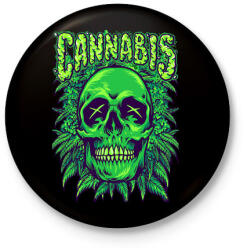 printfashion Cannabis - Kitűző, hűtőmágnes - Fekete (17540253)