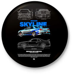 printfashion Nissan Skyline Brian - Kitűző, hűtőmágnes - Fekete (17543421)