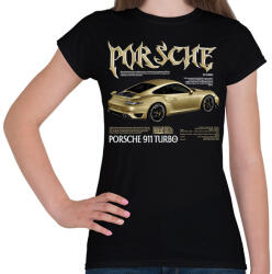 printfashion porsche turbo gold - Női póló - Fekete (17582391)