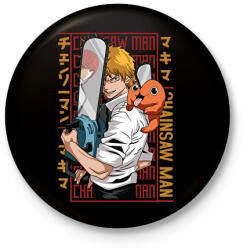 printfashion Chainsaw man - Kitűző, hűtőmágnes - Fekete (17540251)