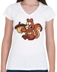 printfashion Mókus - Női V-nyakú póló - Fehér (17546226)
