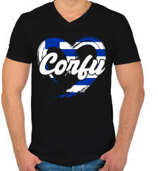printfashion Corfu - Férfi V-nyakú póló - Fekete (17561495)