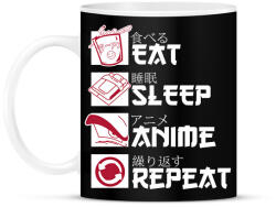 printfashion Eat, Sleep, Anime, Repeat - Bögre - Fekete (17537979)
