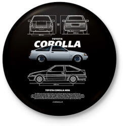 printfashion COROLLA AE86 - Kitűző, hűtőmágnes - Fekete (17579851)