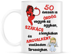 printfashion 50 évesen is ördög - Bögre - Fehér (17576715)