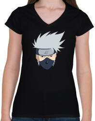 printfashion Naruto Kakashi head illustration, Kakashi Hatake Sasuke Uch - Női V-nyakú póló - Fekete (17570527)