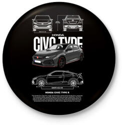 printfashion Honda TYPE R - Kitűző, hűtőmágnes - Fekete (17582065)